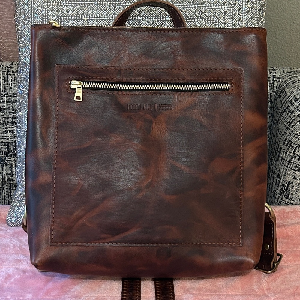 PORTLAND LEATHER Classic Tote Backpack in Lava Brown